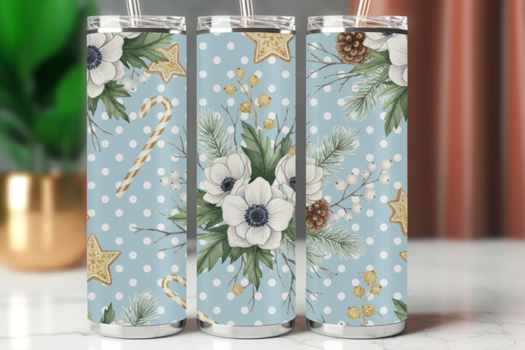 Tumbler Wrap Seamless Pattern - flowers