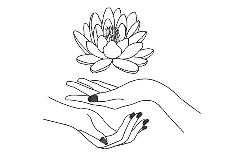 Hand holding lotus flower Machine Embroidery Design