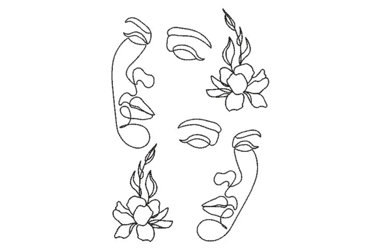 Floral woman Machine Embroidery Design