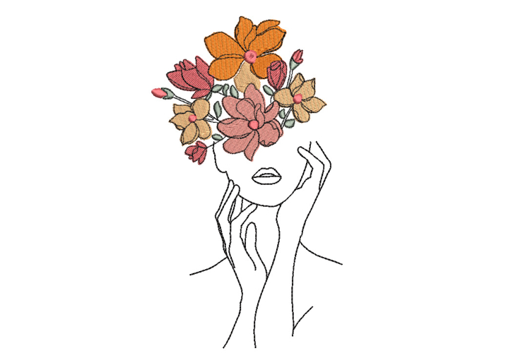 Floral woman Machine Embroidery Design