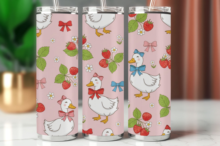 Tumbler Wrap Seamless Pattern - swan