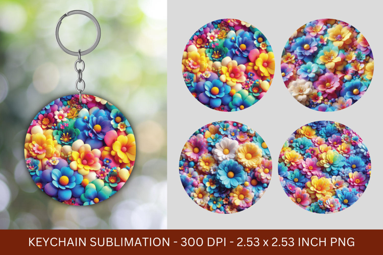 keychain sublimation - 3d flowers
