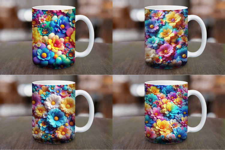 Mug Wrap Sublimation - 3d flowers