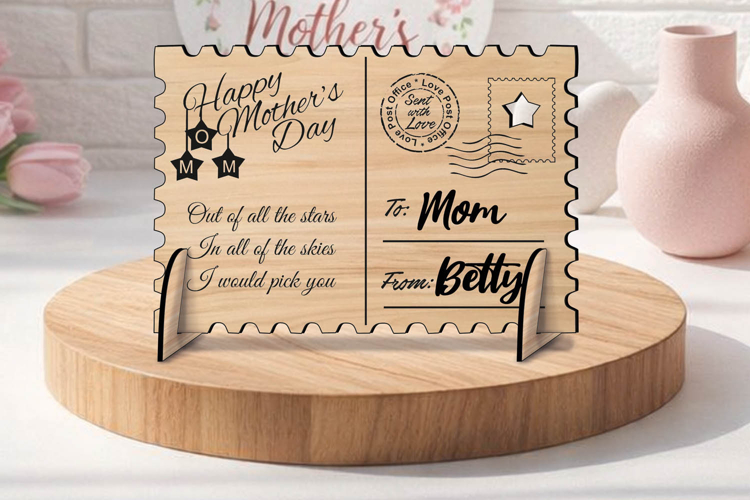 Unique Mothers Day SVG Post Card Present Laser Gift Grandma