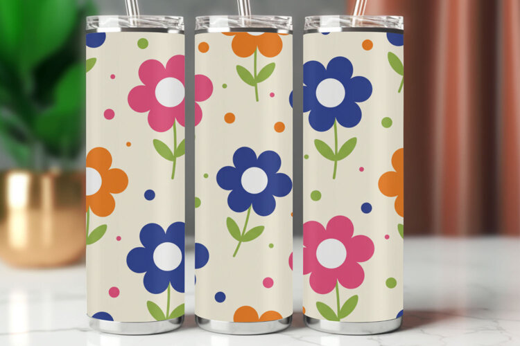 Tumbler Wrap Seamless Pattern - flowers example image 1