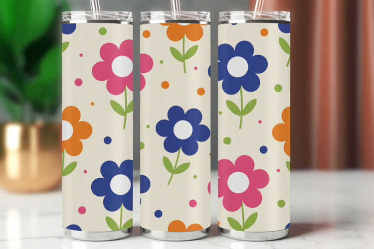 Tumbler Wrap Seamless Pattern - flowers