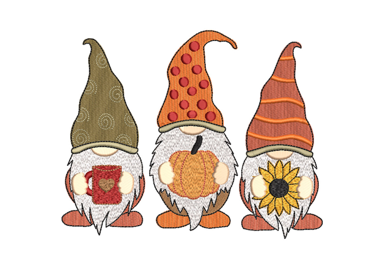 Three Fall Gnome, Fall Vibes, Machine Embroidery Design