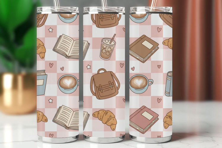 Tumbler Wrap Seamless Pattern - school book