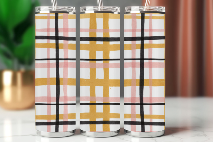 Tumbler Wrap Seamless Pattern - plaid