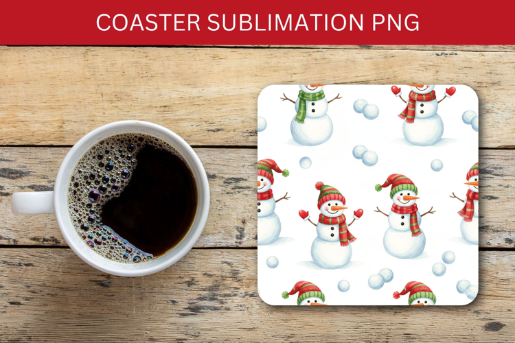 square coaster seamless pattern - snowman