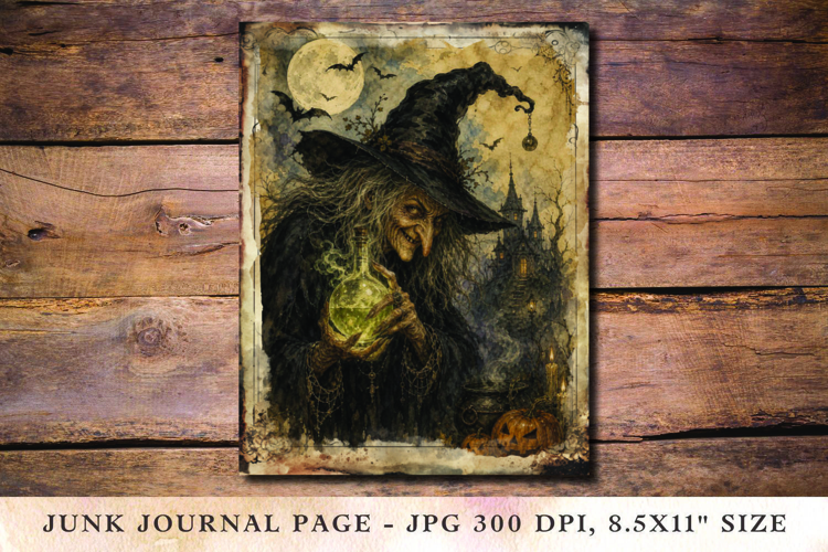 Junk Journal Pages - halloween witch