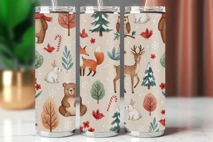 Tumbler Wrap Seamless Pattern - nursery animals