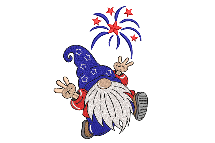 USA Patriotic Gnome Machine Embroidery Design