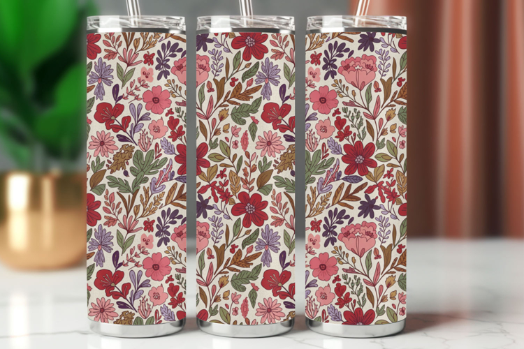 Tumbler Wrap Seamless Pattern - flowers