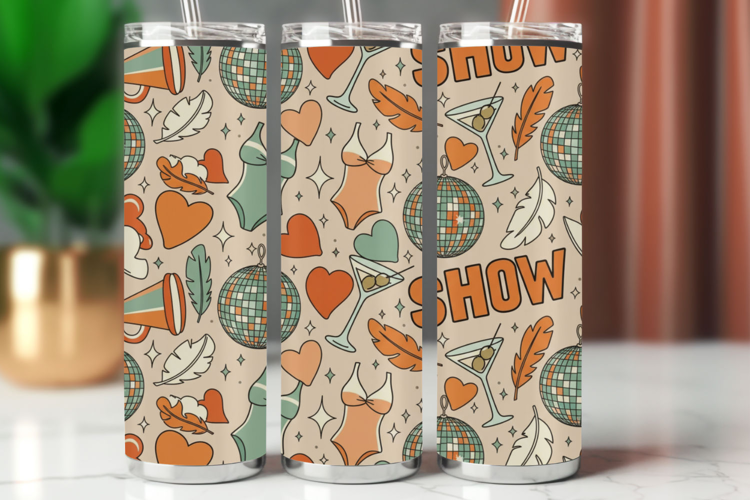Tumbler Wrap Seamless Pattern - club bar disco