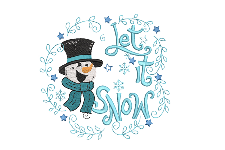 Let it Snow, Snowman Xmas Machine Embroidery
