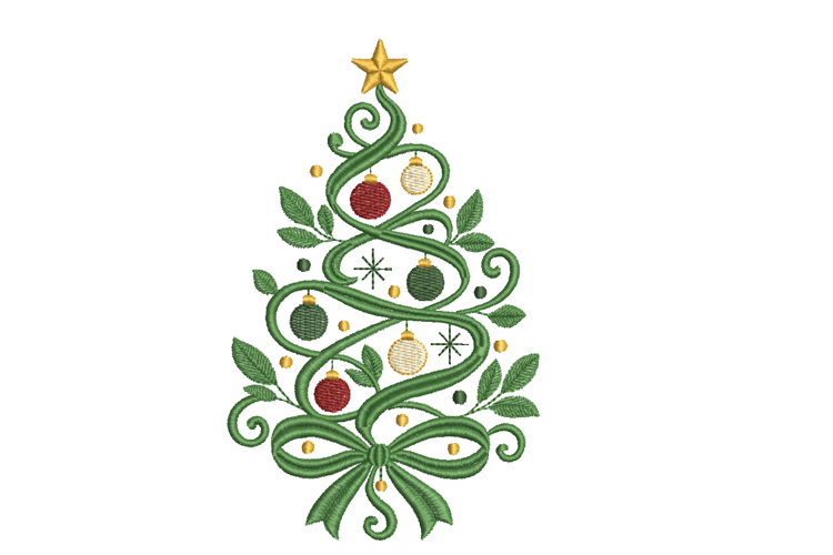 Christmas Ribbon Tree Machine Embroidery Design