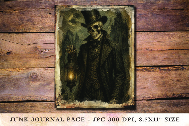 Junk Journal Pages - halloween skeleton