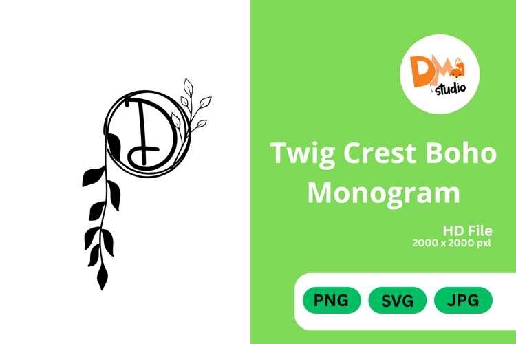 Twig Crest Boho Monogram