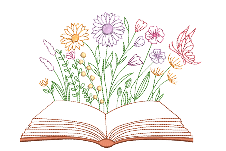 Floral Book Machine Embroidery design