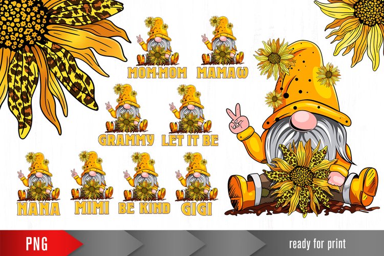gnome sunflower PNG leopard nana grammy