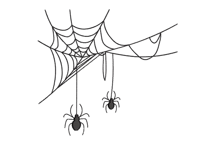 Spider Web with Spiders, Halloween Machine Embroidery