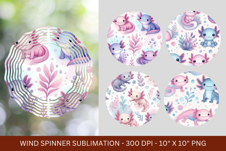 wind spinner - floral axolotl