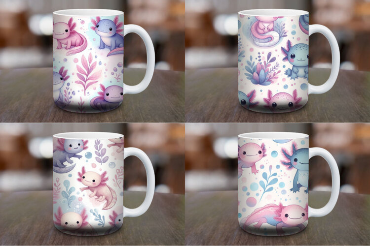 Mug Wrap Sublimation - floral axolotl example image 1