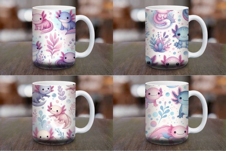 Mug Wrap Sublimation - floral axolotl