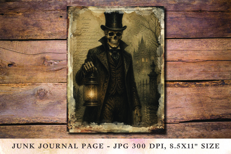 Junk Journal Pages - halloween skeleton