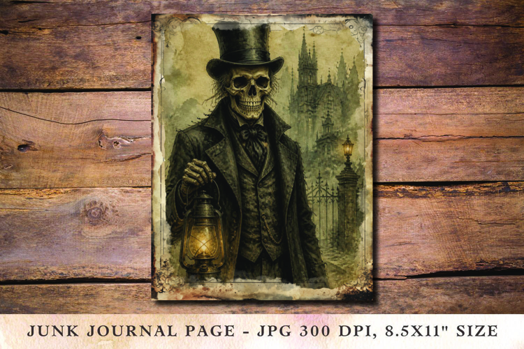 Junk Journal Pages - halloween skeleton