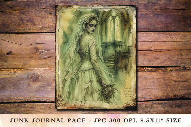 Junk Journal Pages - halloween lady ghost
