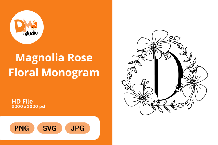 Magnolia Rose Floral Monogram