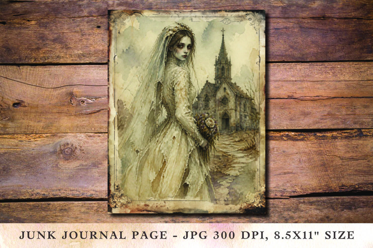Junk Journal Pages - halloween lady ghost example image 1
