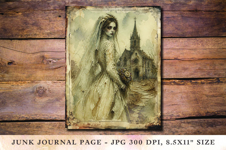 Junk Journal Pages - halloween lady ghost