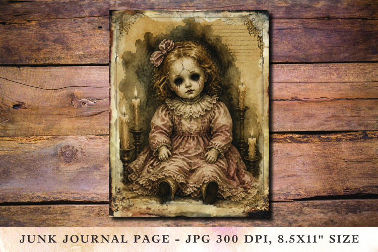 Junk Journal Pages - halloween doll