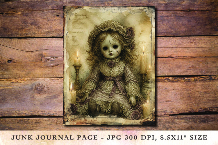 Junk Journal Pages - halloween doll
