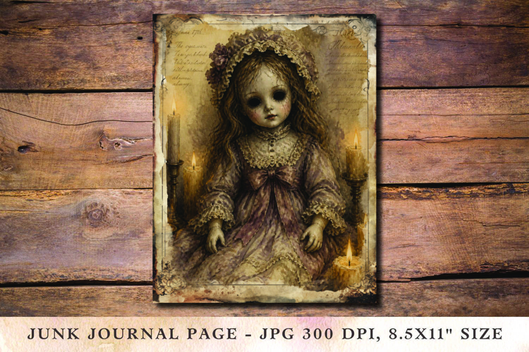 Junk Journal Pages - halloween doll example image 1