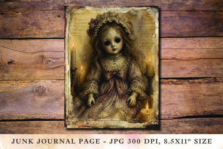 Junk Journal Pages - halloween doll