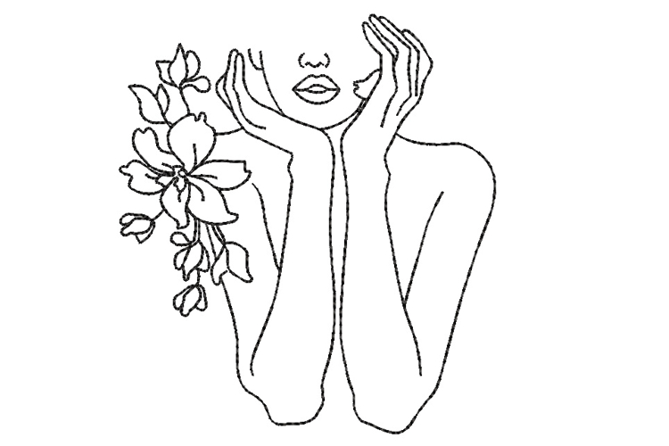 Floral woman Machine Embroidery Design