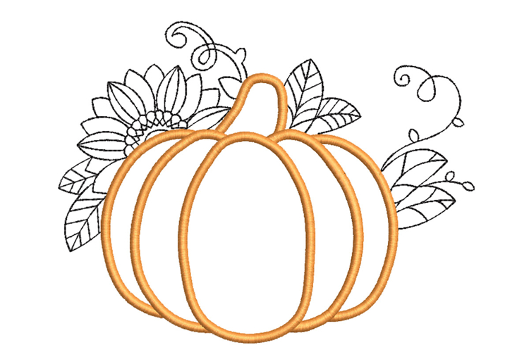Floral Pumpkin Embroidery Design