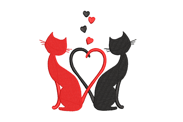 Valentine Cats, Machine Embroidery File