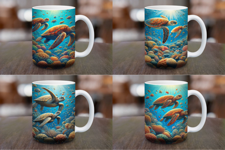 Mug Wrap Sublimation - sea turtle