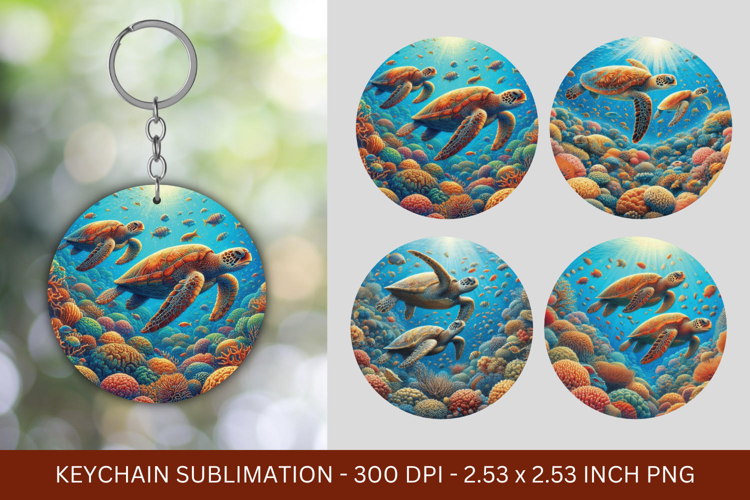 keychain sublimation -sea turtle