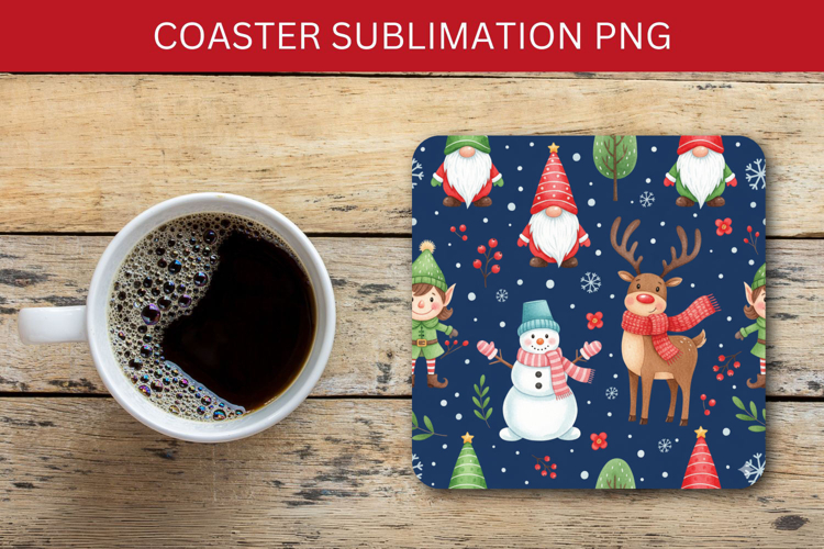 square coaster seamless pattern - christmas gnome