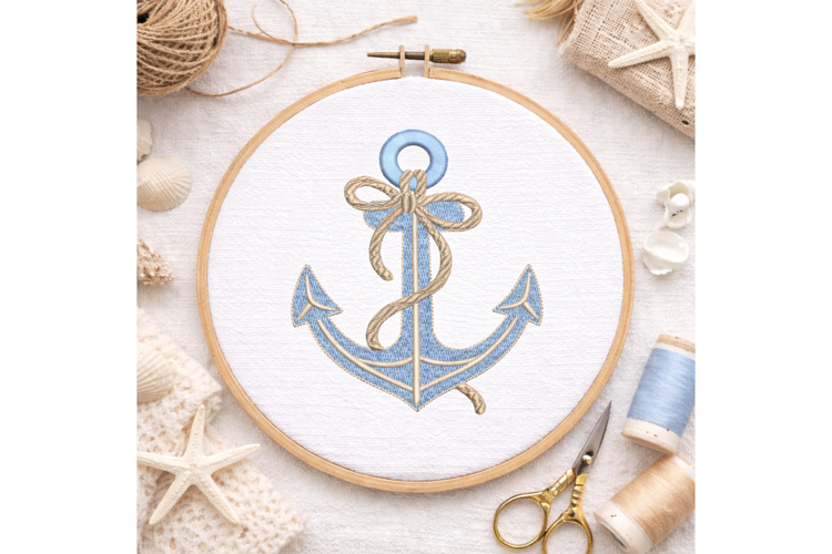 Anchor Embroidery Design for Nursery |Nautical Baby decor