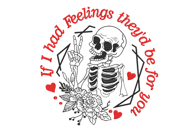 Valentine Skeleton embroidery design