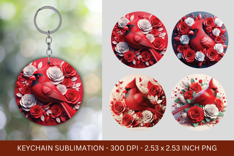keychain sublimation - cardinal bird
