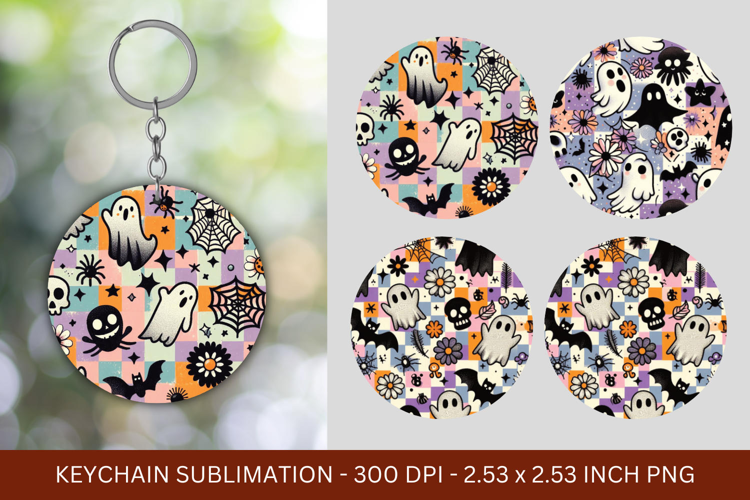 keychain sublimation - halloween ghost pattern
