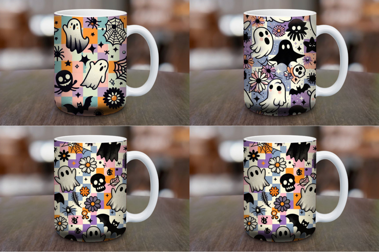 Mug Wrap Sublimation - halloween ghost pattern